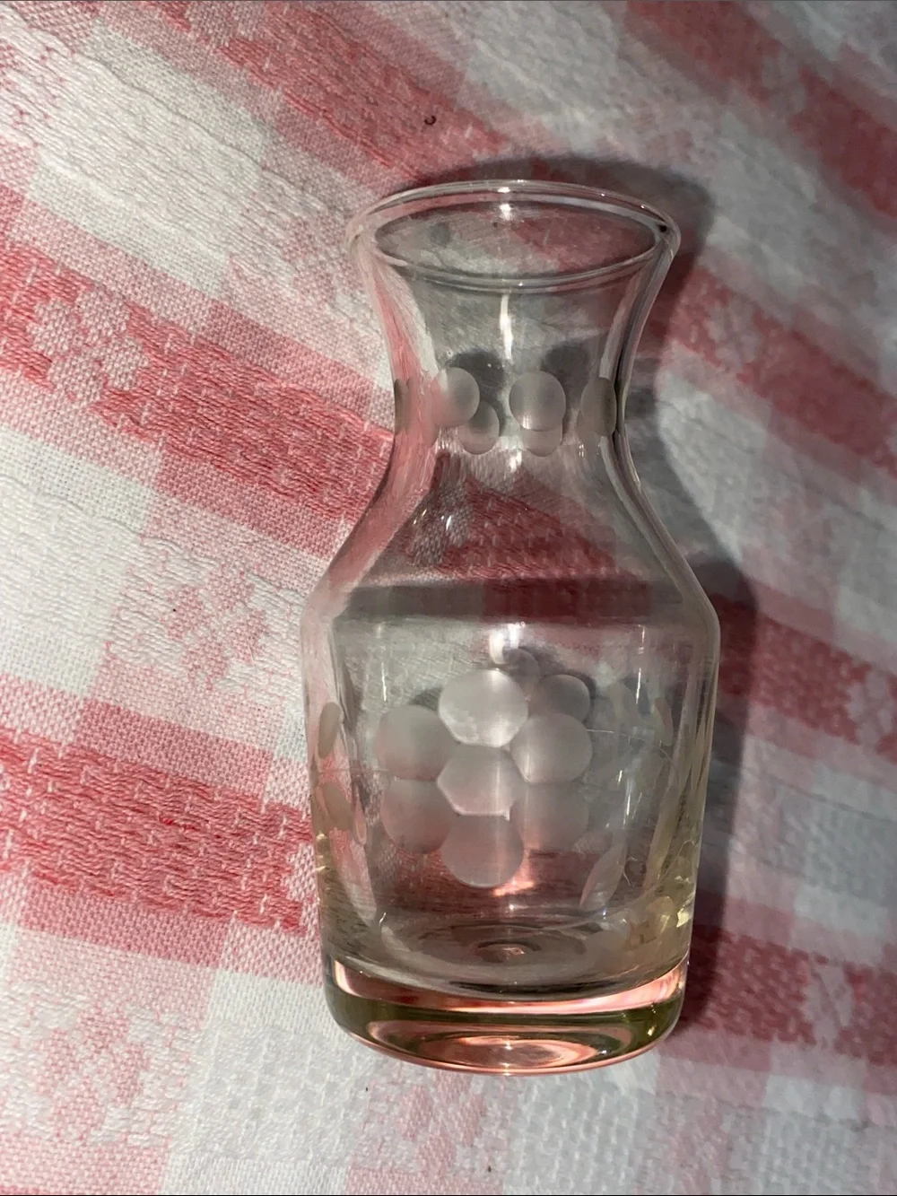 Mini Clear Glass Bud Vase Etched Frosted Daisy Floral